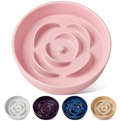 Ceramic Slow Feeder Dog Bowl (L - 3 Cups / Pink)