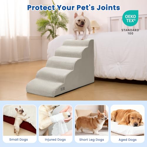 Dog Stairs for High Beds 22.4" H (Light Grey)