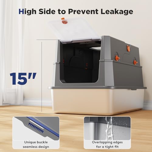 Stainless Steel Litter Box with Lid (X-large / Grey)