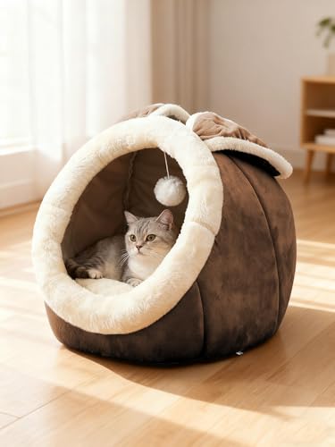 Cat Beds for Indoor Cats (Rabbite Brown / L)