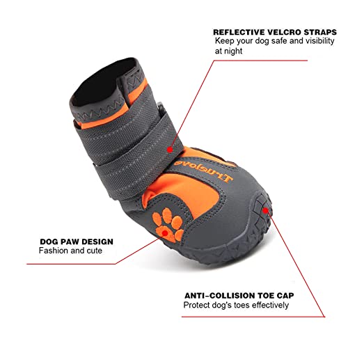 Non Slip Reflective Dog Boots Paw Protect Shoes (3# / Orange)