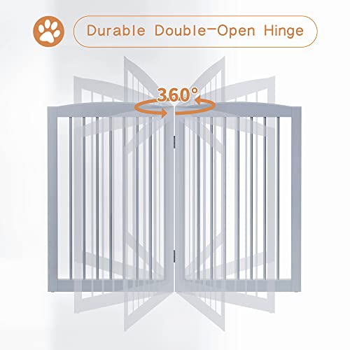Freestanding Pet Gate for Dogs (32" Height-6 Panel / Gray)