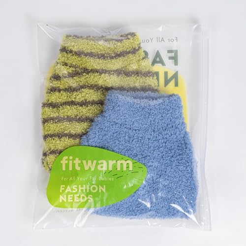 2 Pack Striped Fleece Dog Sweater (X-Large / Sky Blue-Olive Green)