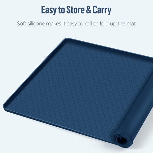 Pee Pad Holder for Dogs 51''x25.6'' Silicone Puppy Pee Pad Tray (Blue)