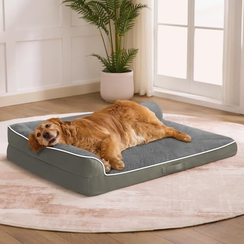 XL Orthopedic Dog Bed for Large Sized Dogs (42.0"L x 30.0"W x 7.5"Th / Olive Green)