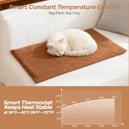 Cat Heating Pad for Bed Warming (19.68"L x 12"W / Brown)