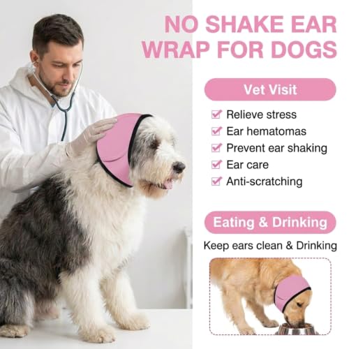 No Flap Ear Wraps for Dogs (Pink / S)