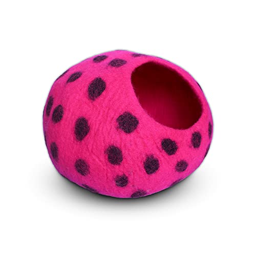 Premium Felt Cat Cave Bed (Pink Polka)