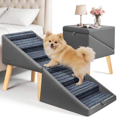 22.8" H Dog Stairs for High Bed (Grey / 22.8" H)
