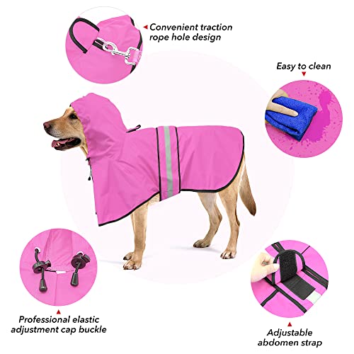 Reflective Dog Rain Coat (Pink / Large)