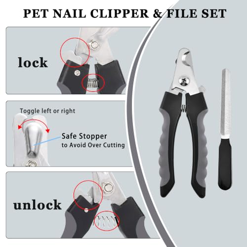 7PCS Dog Grooming Brush Kit for Shedding and Matted Fur (Grey)