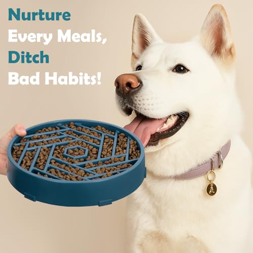 Slow Feeder Dog Bowls Large Medium Breed (Dark Blue)