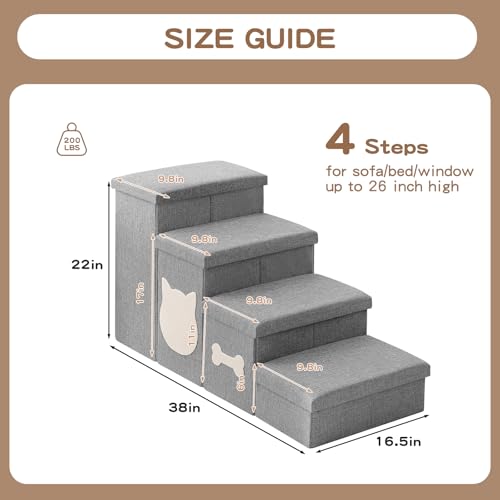 Dog Steps for High Bed (Grey / 4-Step)