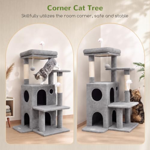 Cat Tree Tower for Indoor Cats Large Adult (Light Grey / XL)
