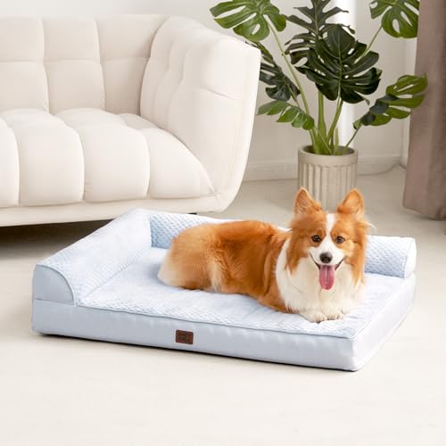 Memory Foam Dog Bed for Crate (Washblue / 36.0"L x 27.0"W x 6"Th)