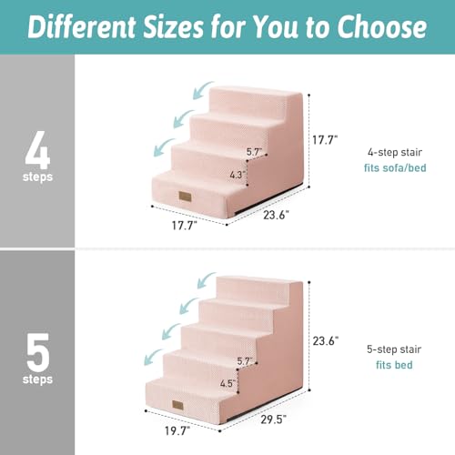 Dog Stairs for Small Dogs (Pink / 19.7x29.5x23.6 inch)