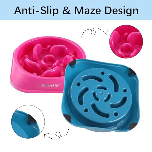 2 Pack Slow Feeder Dog Bowls (C-Purple&DarkBlue / Medium)