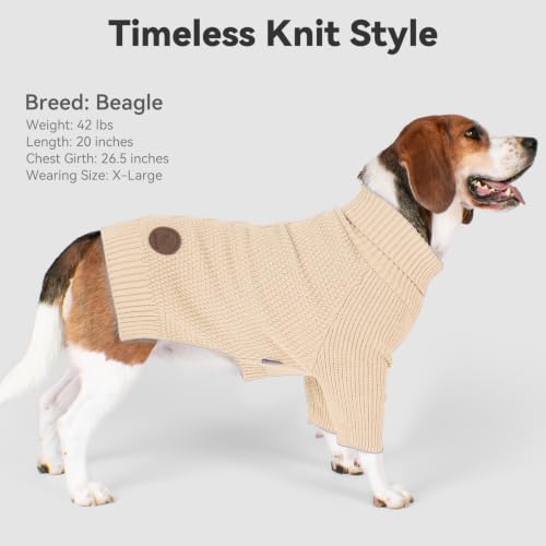 Dog Sweater Long Sleeve Warm Sweaters for Giant Breed Dogs Boy Girl (Beige / XXXX-Large)