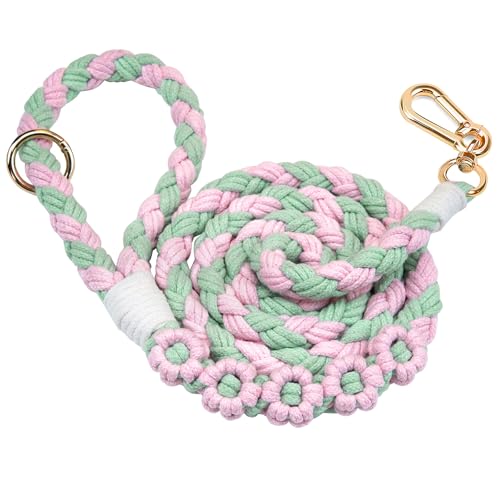 5FT Braided Cotton Rope Leash for Small (Spring Blossom)