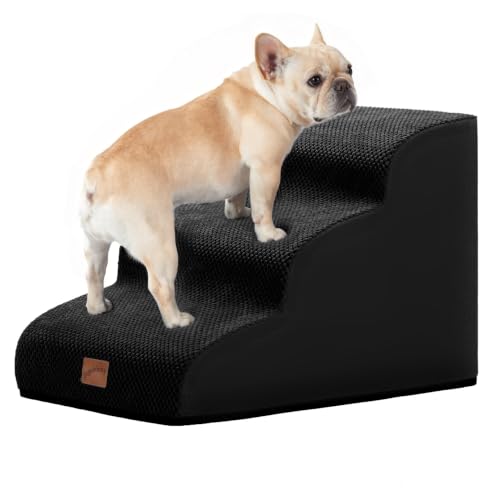 Dog Stairs for Small Dogs (Black / 3-Step (22.4"D x 15.7"W x 15.7"H))
