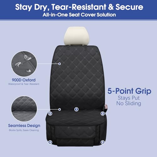 Front Seat Cover for Dogs with Side Flaps (2_Pack / Black)