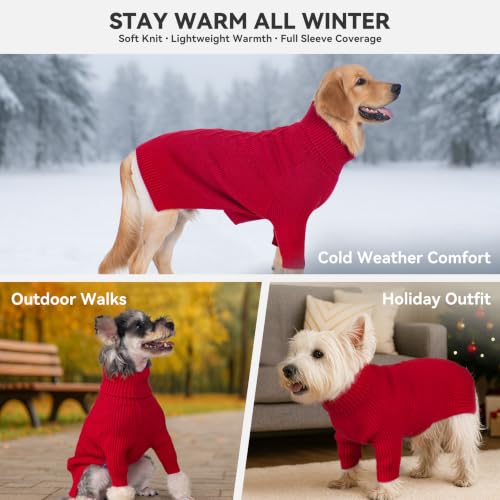 Dog Sweater Long Sleeve Warm Sweaters for Giant Breed Dogs Boy Girl (Red / XXXX-Large)