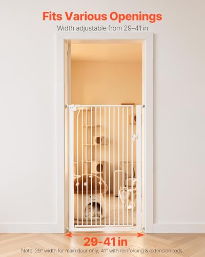 Extra Tall Pet Gate for Cats (White / 29-41" Wide x 56" Tall)