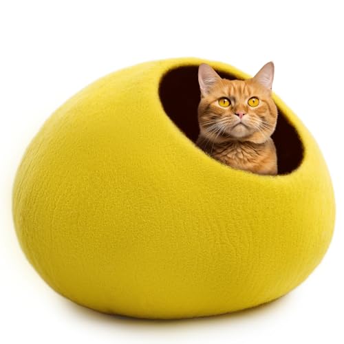 Luxurious Merino Wool Cat Cave (Yellow Plain)