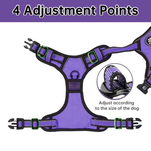 Reflective Dog Harness for Large Dogs (Purple / Large)