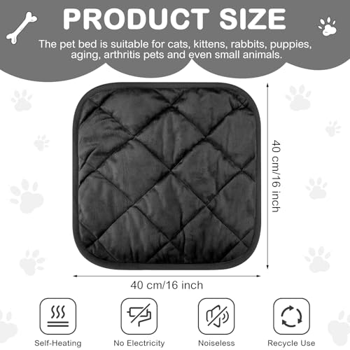 4 Pack Self Heating Cat Pad Self Warming Dog Mat Reflects Body Heat Extra Warm Thermal Pet Pad Washable Dog Cat Bed Crate Bed Mat Blanket (16 x 16 Inch / Black)