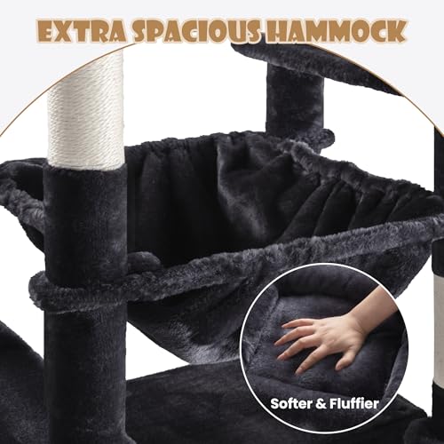81in Multi Level Tall Cat Tree Tower for Indoor Kitties (Dark Grey)
