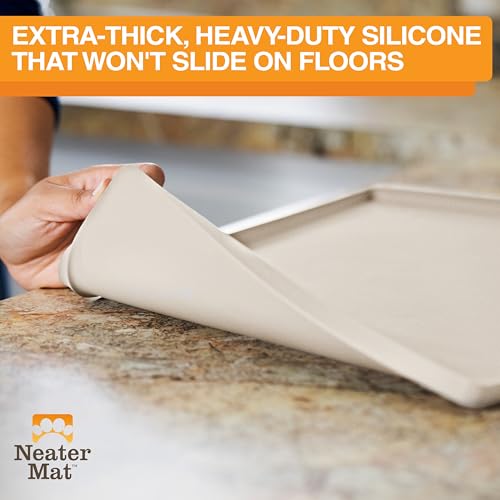 Neater Mat Pet Mats for Food and Water (19"L x 12"W / Cream)