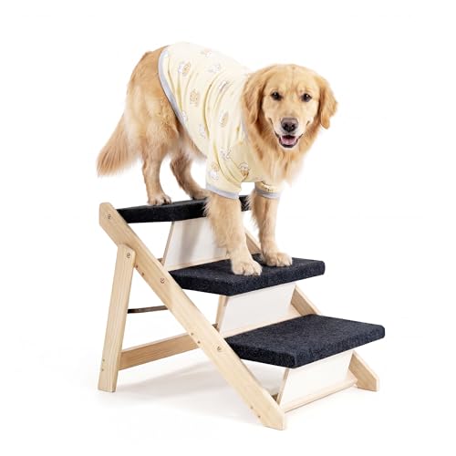 Wood Pet Stairs (3 Steps – For Sofas & Low Beds (18–26 in) / 24.8" L x 17.2" W x 19.5" H)