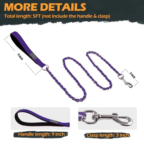 Chain Dog Leash (Purple / 4FT(30-80lb))