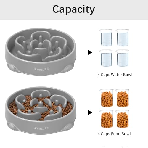 1 Pack Slow Feeder Dog Bowls (I-Gray / Large)