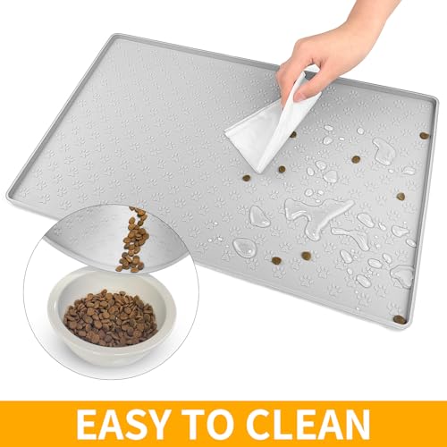 Dog Food Mat Anti (31.5"L x 23.6"W / Light Gray)