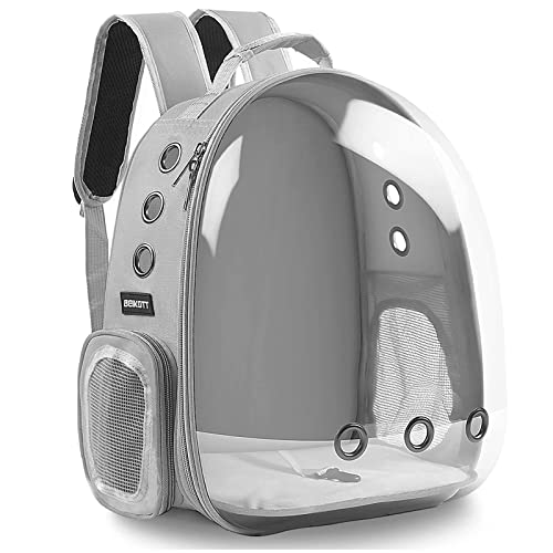 Cat Backpack Carrier Breathable Pet Travel Bag for Cats Dogs Bunny (GREY / 13.9"L x 9.8"W x 16.5"H)