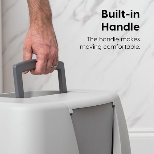 Large Corner Cat Litter Box (Corner Enclosed / Dark Gray w/ Scoop)