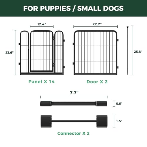 Rollick Dog Playpen with Divider Connectors (Black / 24"H)
