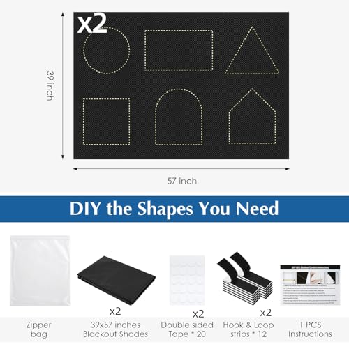 Blackout Window Cover (Black / 57"W x 39"H (Pack of 2))