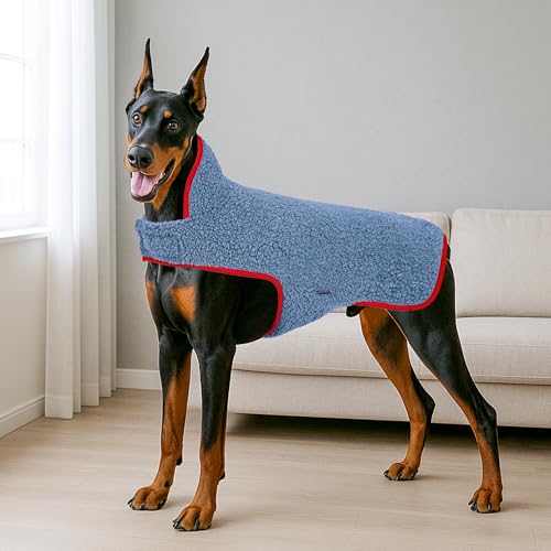 Sherpa Dog Coat Reversible Dog Jackets for Large Dogs (XXX-Large (68-85lbs) / Blue)