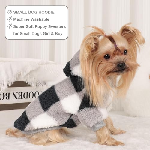 Dog Sweaters for Small Dogs (Small (Chest 14.6 in) / Black Grid)