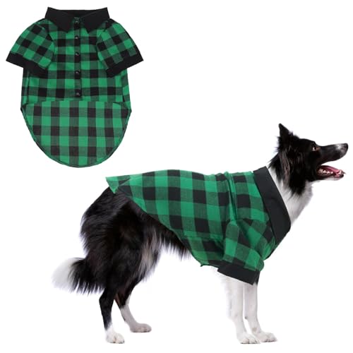 Dog Shirt Christmas Green Plaid Pet Shirts (X-Large / Green)