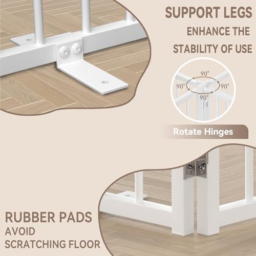 16" Freestanding Short Dog Gate for Small Dogs (White-16"h / Up to 72" W, 6 Panels)