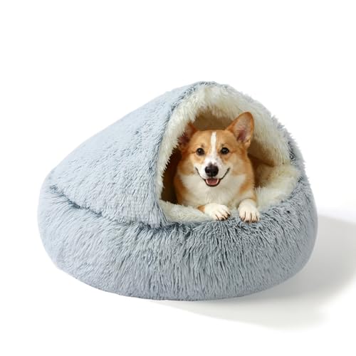 Calming Small Dog Bed & Indoor Cat Bed (Grey-65cm)