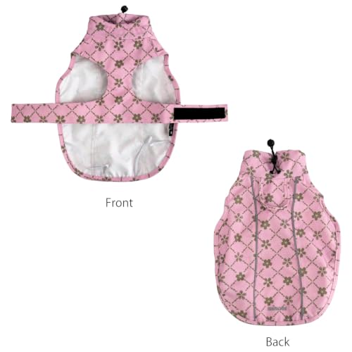 Adjustable Waterproof Dog Raincoat for Dogs (Gold Cheery Blossoms Pink / 3X-Large(77-94lb))