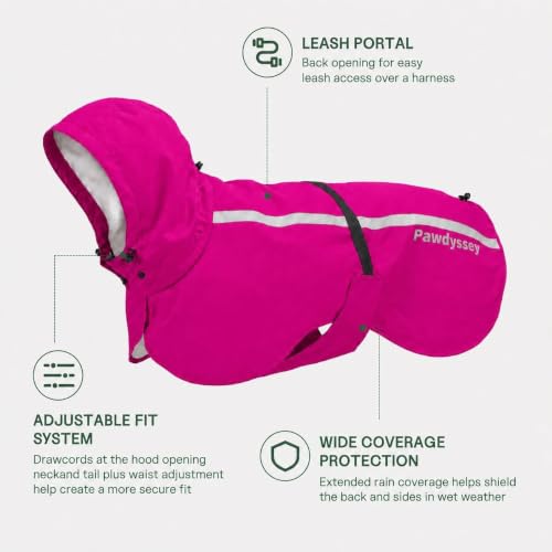 Stretch Fabric Dog Raincoat with Hood (Hot Pink / Medium)