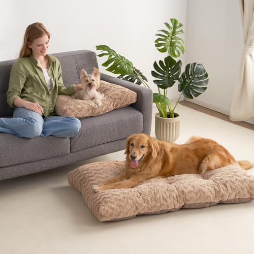 Washable XL Dog Beds Large Sized Dog (Camel / 41" x 27"x 4")