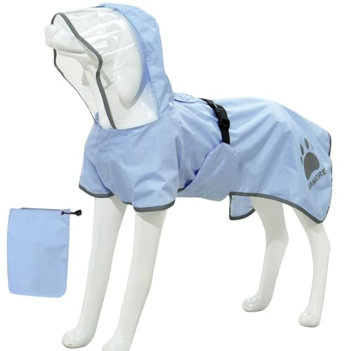 Dog Raincoat Waterproof (Light Blue / X-Large(37-55lb))