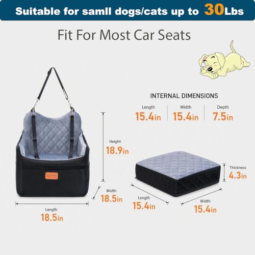 Dog Car Seat for Small Dogs (Black/Gray / M)